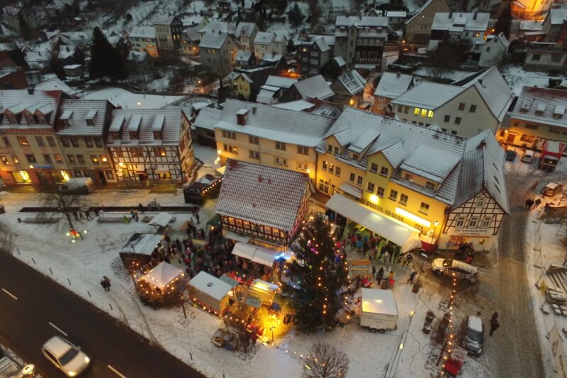 Weihnachtsmarkt in Ruhla, Luftaufnahme